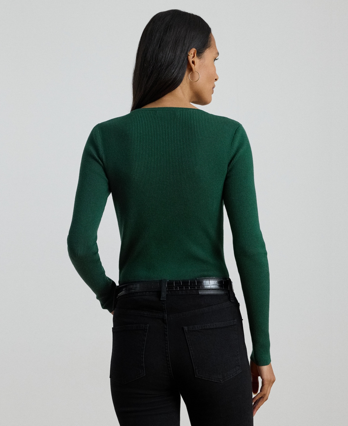 Ralph Lauren Stretch Cotton Long-sleeve Tee In Green