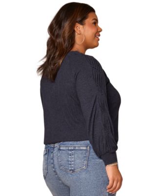 Plus Size Long Sleeve Cased Hem Knit Top