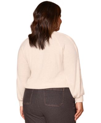 Plus Size Long Sleeve Cased Hem Knit Top