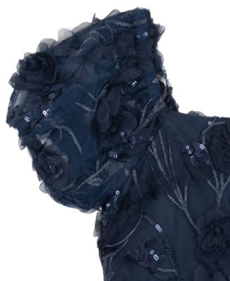 Toddler and Little Girls' 3D Floral Embroidery Social Dress