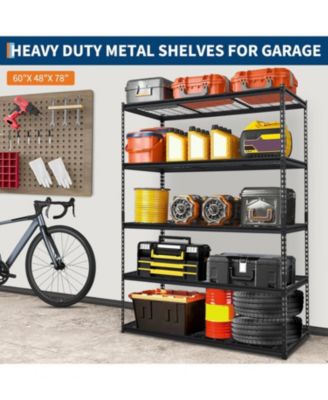 5-Tier Adjustable Heavy-Duty Metal Shelving Unit for Garage, Kitchen, Pantry, Basement, and Laundry Storage Shelves