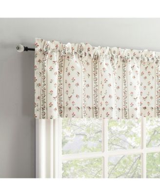 Ridgewood Ditsy Floral Stripe Semi-Sheer Rod Pocket Kitchen Curtain Valance