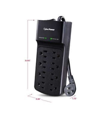 B808 8-Outlet Essential Surge Protector with 8' Cord, Black