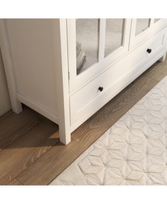 CASAINC Buffet Cabinet with Double Glass Doors and Decorative Bell Handles for Dining Storage