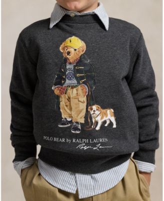 Toddler and Little Boys Polo Bear Heathered Fleece Sweatshirt
