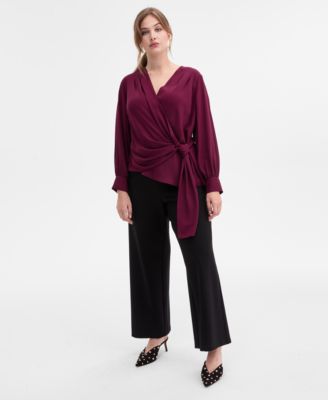 I.N.C. International Concepts - Plus Size Asymmetrical Tie-Front Blouse