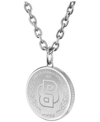 Double B Coin Ionic Plated Black Stainless Steel Necklace