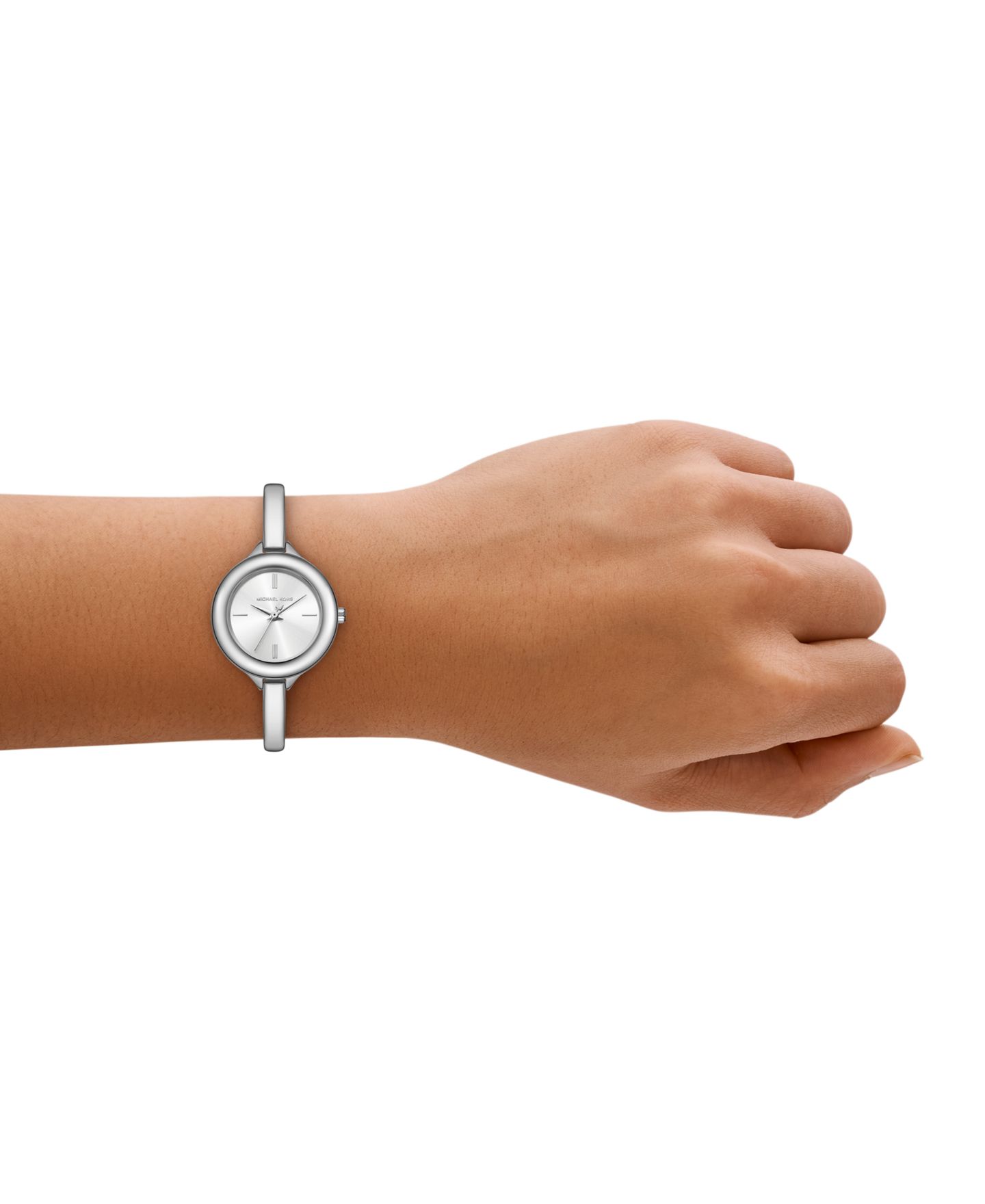 Женские часы Michael Kors Izzy Three-Hand Silver-Tone Stainless Steel Watch, 28mm — фото 4