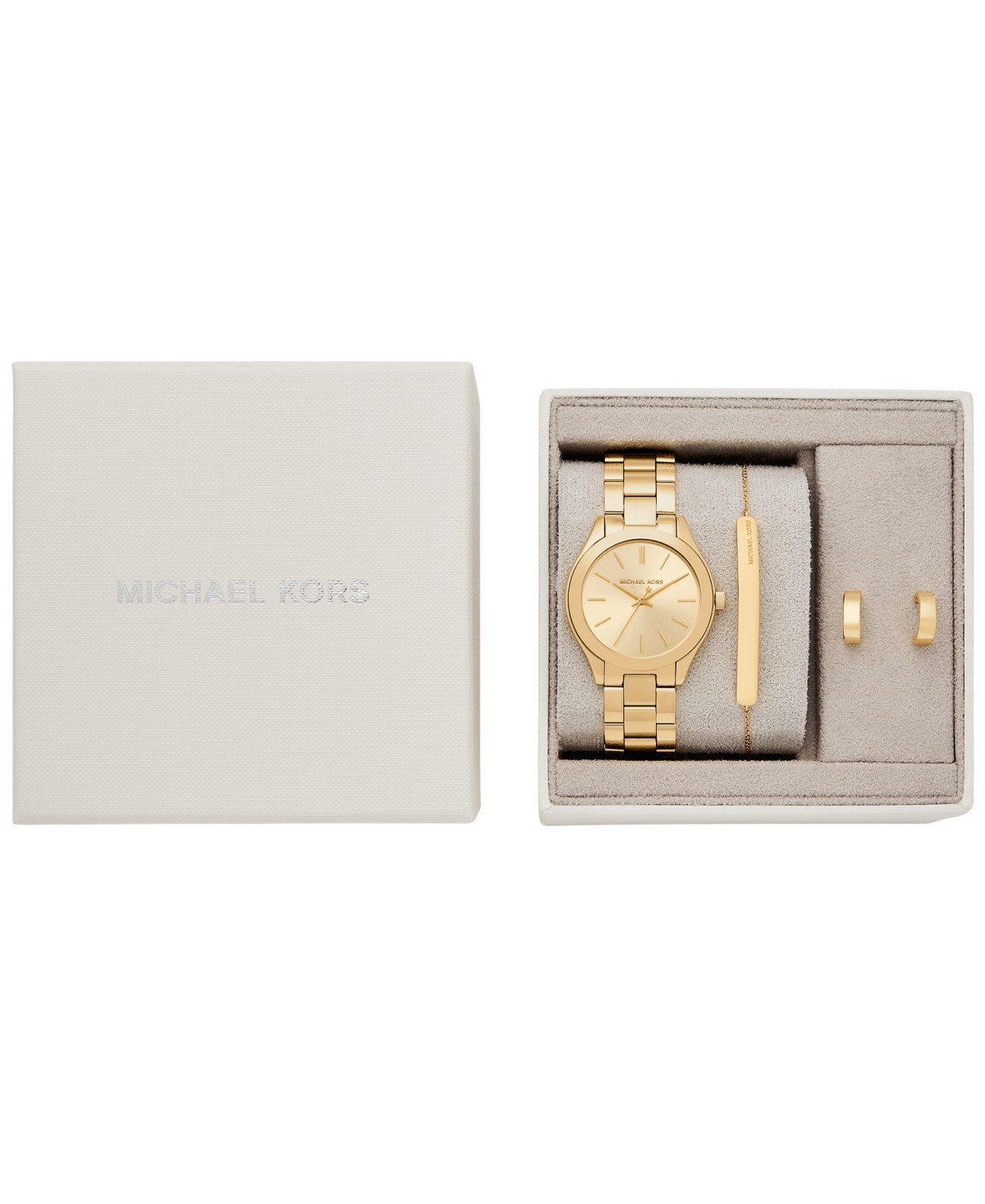 Женские часы Michael Kors Slim Runway с ювелирным набором, золотистые 32мм — фото 5