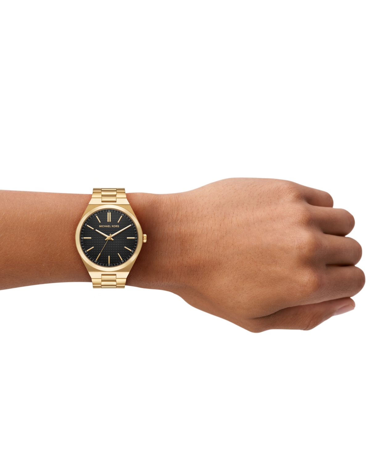 Michael Kors Men'sâ Lennox Three-hand Gold-tone Stainless Steel Watch, 43mm In Gold