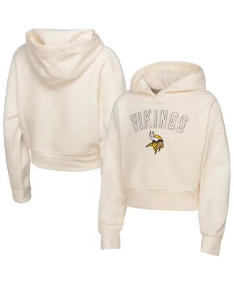 Outerstuff - Big Girls Cream Minnesota Vikings Oversized Cropped Blitz Hoodie