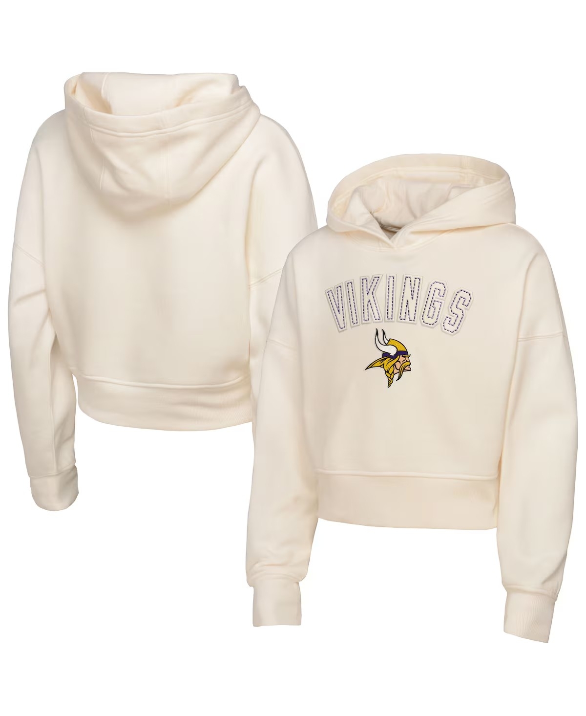 Outerstuff Big Girls Cream Minnesota Vikings Oversized Cropped Blitz Hoodie In Neutral