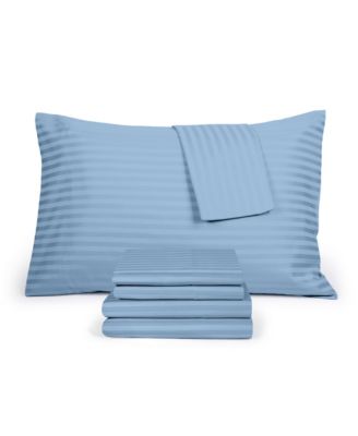 Fairfield Square Collection Brookline 1400 Thread Count 6 Pc. Sheet Set, Queen - Ocean Blue Stripe, Queen Sheet Set