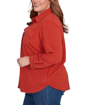 Plus Size Sunset Canyon Plush Ribbed Oversized Button Front Top