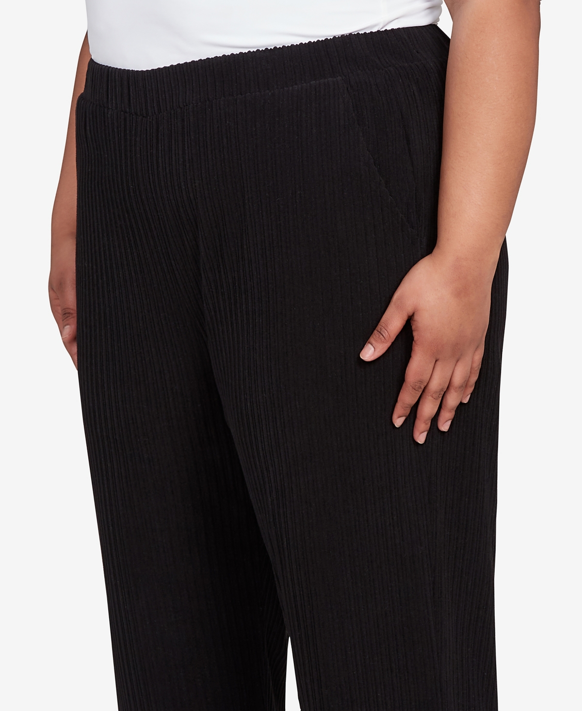 Alfred Dunner Plus Size Lake Champlain Ribbed Knit Ankle Pants In Black