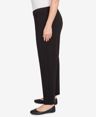 Plus Size Jet Setter Black Crepe Knit Medium Length Pants