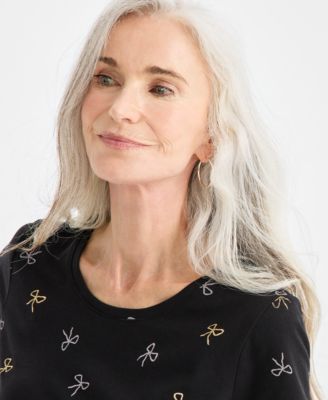 Women's Printed Shine Short Sleeve T-Shirt, Macy's Exclusive