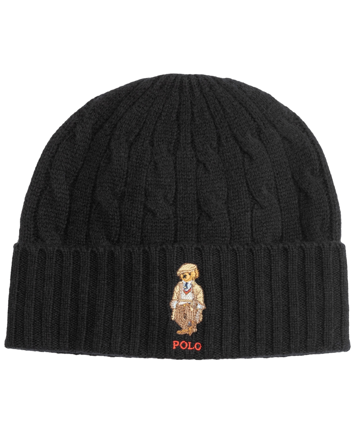Polo Ralph Lauren Men's Charles Bear Cable Beanie In Black