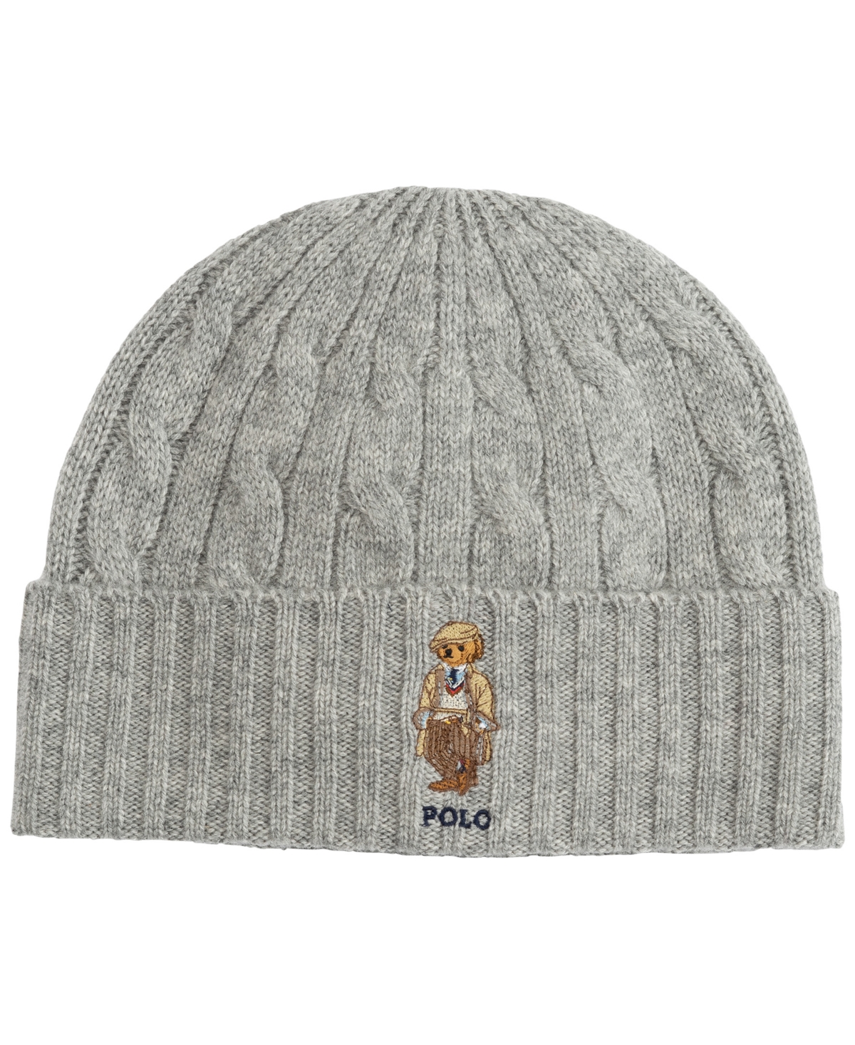 Polo Ralph Lauren Charles Bear Cable Beanie In Gray