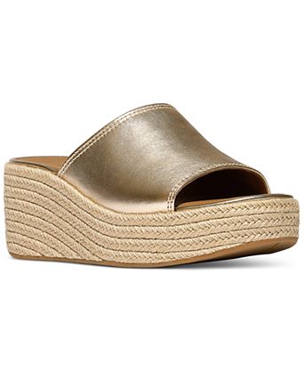 Women's Platfforms Espadrille Leather Wedge Slides