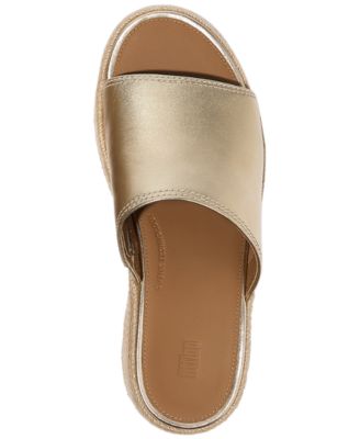 Women's Platfforms Espadrille Leather Wedge Slides