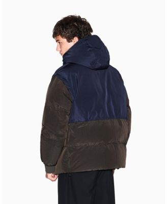 Men's Color Block Hooded Puffer Jacket