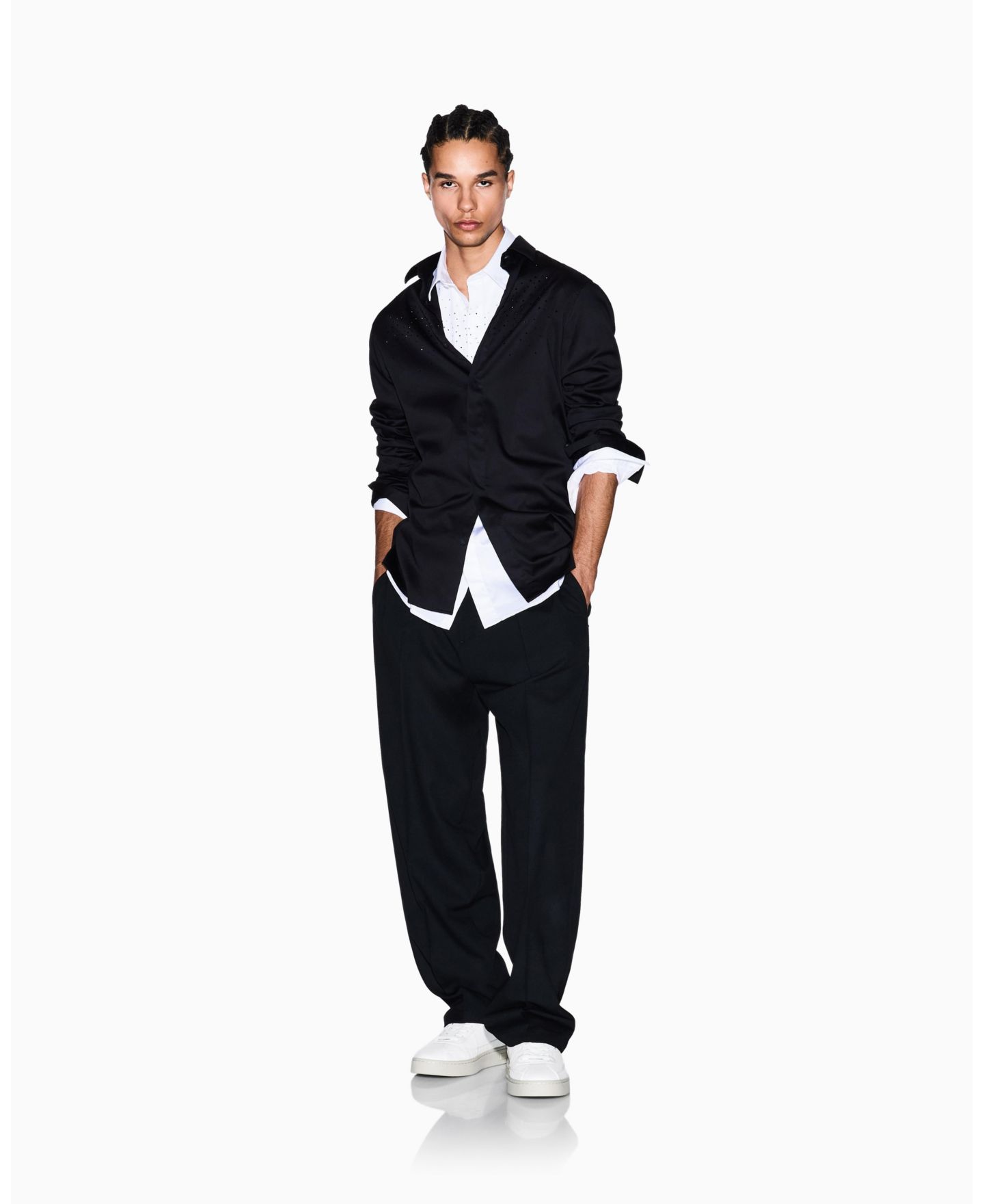 Мужская рубашка A|X Armani Exchange Night Lab Embellished Woven, цвет: Чёрный — фото 2