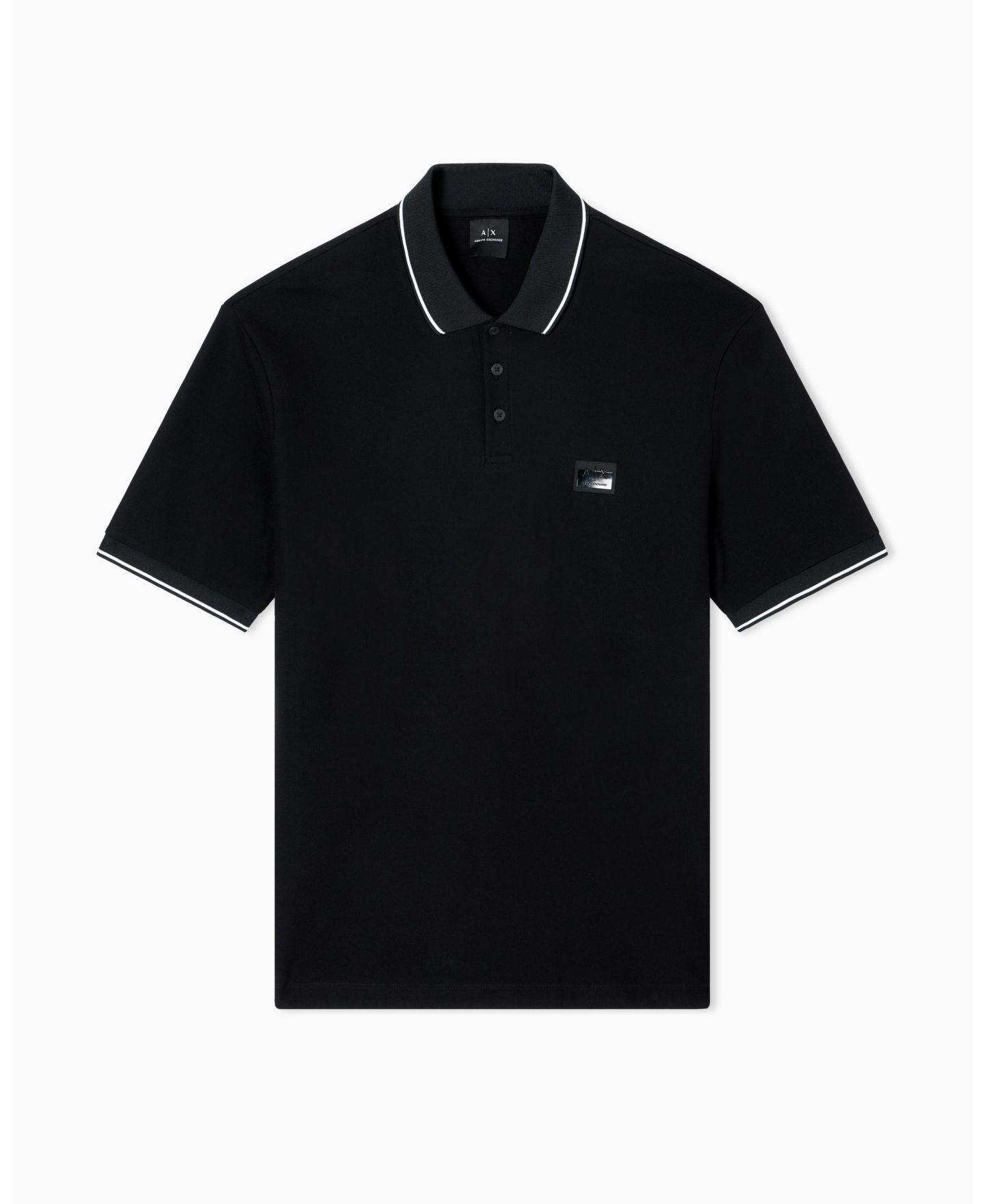 Мужское поло A|X Armani Exchange Night Lab Short Sleeve Mercerized Cotton Pique Polo Shirt, цвет: Чёрный — фото 5