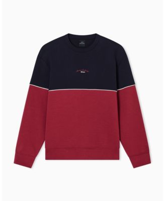 Men's Color Block Embroidered Center Logo Crewneck Sweatshirt