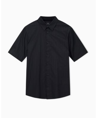 Men's Short Sleeve Cotton Jacquard Allover Logo Woven Shirt