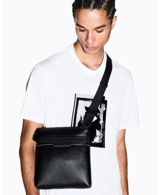 Men's Faux-Leather Flat Crossbody Bag