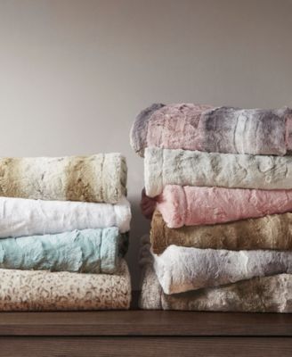Madison Park Zuri Faux Fur Blanket In Gray