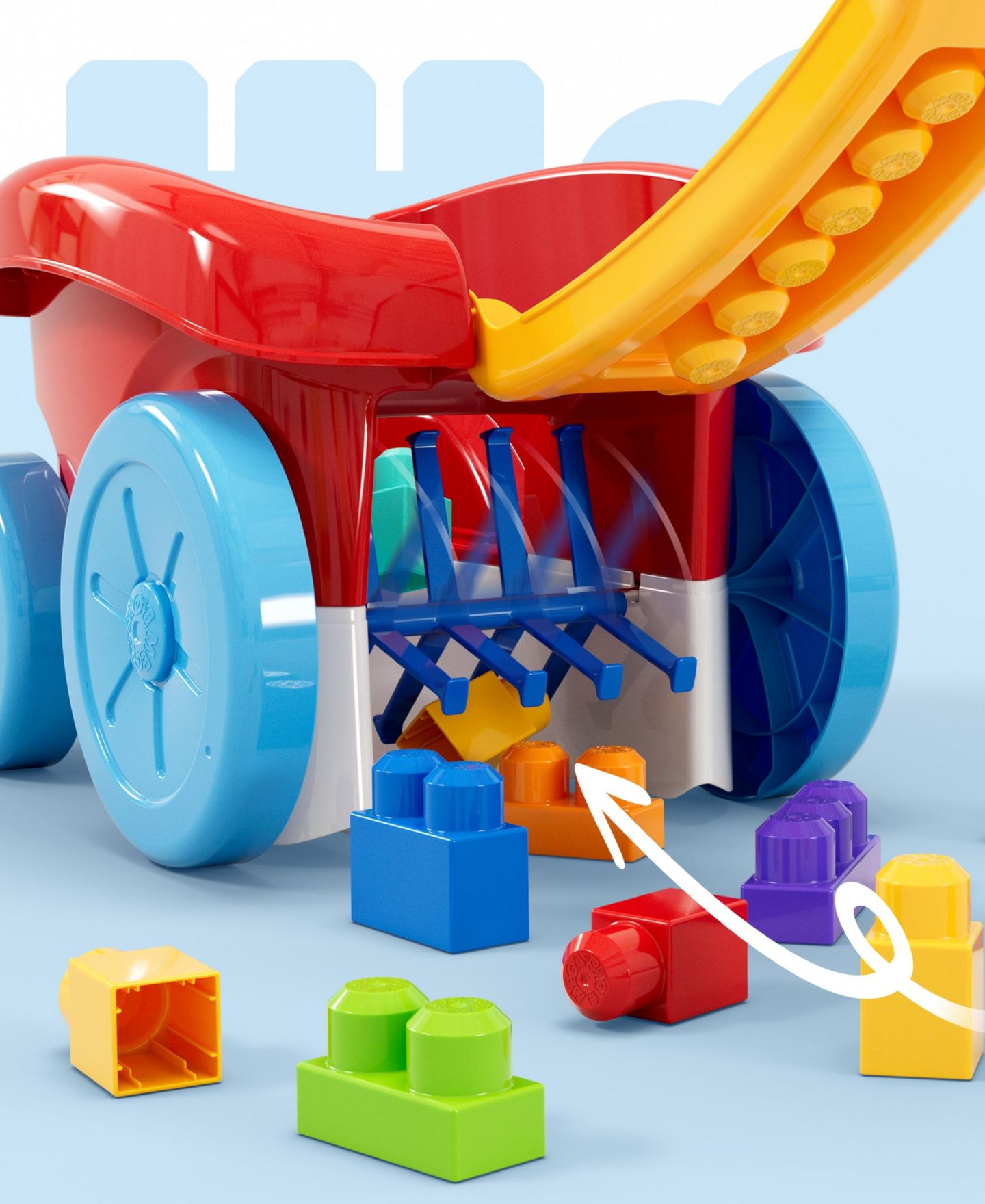 Детский конструктор Mega Bloks First Builders Block Scooping Wagon, 21-Piece Building Set, Ages 1+ — фото 4