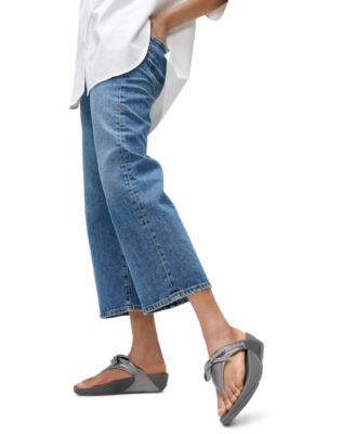 Women's Lulu Glitz-Bow Leather Toe-Post Sandals