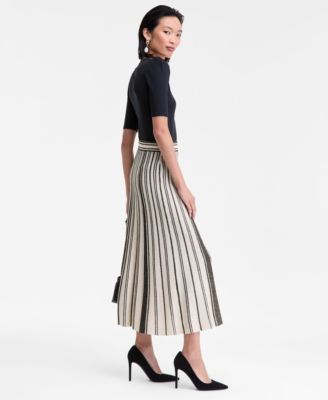 Women's Metallic Contrast Pleated Sweater Skirt, Macy's Exclusive