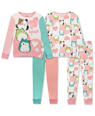 Squishmallow - Girls 4-10 4-Piece Bunny Fleece Tight Fit Pajama Set