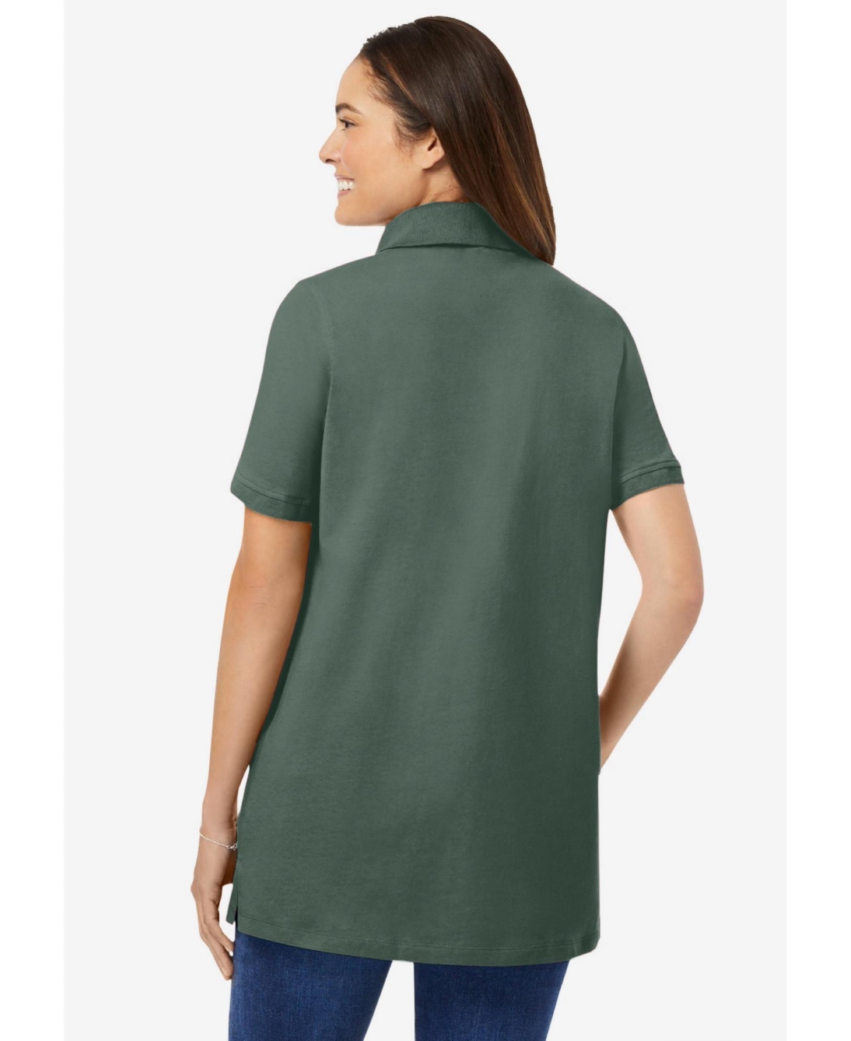 Woman Within Women's Perfect Short-Sleeve Polo Shirt