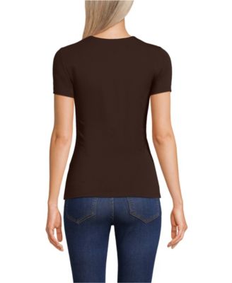 Women's Short Sleeve Tugless Double Layer Crew Neck Knit Top