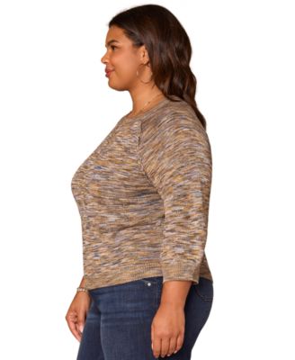 Plus Size Blouson Round-Neck Sweater
