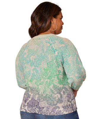 Plus Size Dolman Blouson-Sleeve Sweater