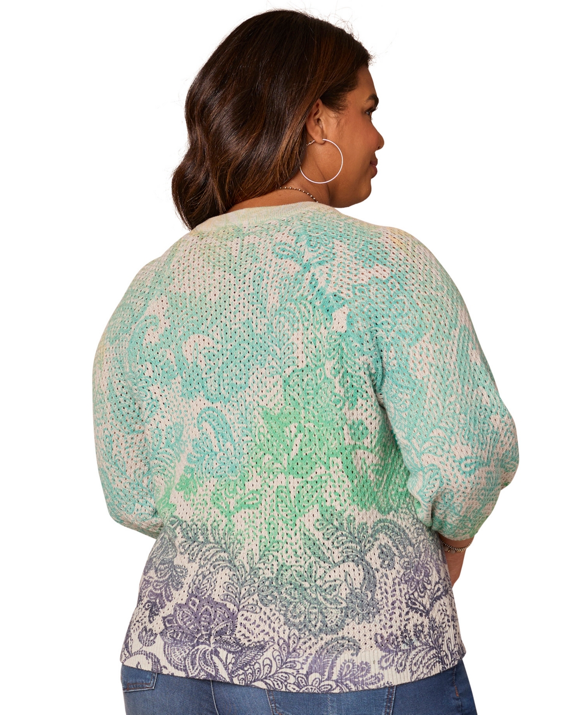 Democracy Plus Size Dolman Blouson-sleeve Sweater In Multi