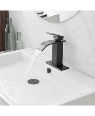 Waterfall Single Handle Single Hole Low-Arc Bathroom Faucet Bathroom Drip-Free Vanity Sink Faucet in Brushed Nickel