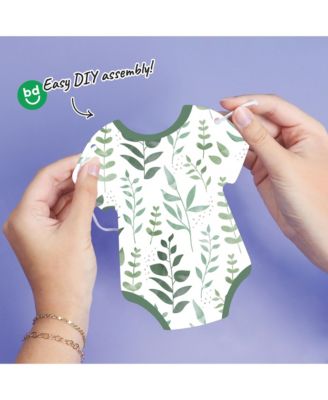 Boho Botanical Baby Garland Banner, 30 Feet of Cord, 15 Double-Sided Bodysuits