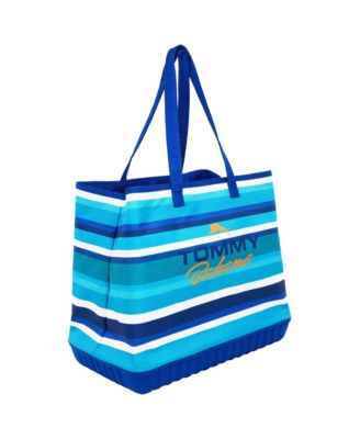Water-Repellent Tote with Pouch – Ocean Stripe Print