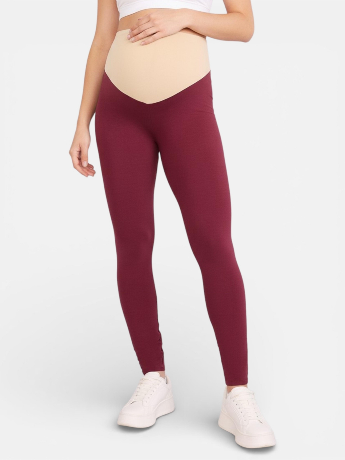 Motherhood Maternity Women's Essential Stretch Secret Fit Over the Belly Maternity Leggings - Motherhood Maternity - Tawny port
