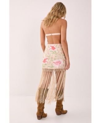 Women's Beaded Halter Fringe Mini Dress