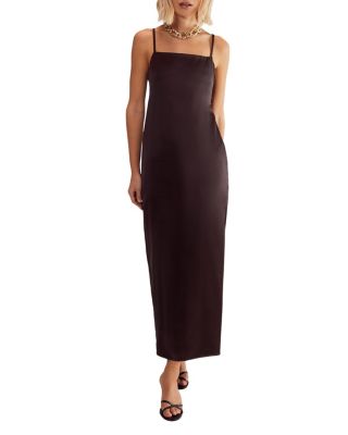 Women's Satin Square Neck Maxi Slip Dress