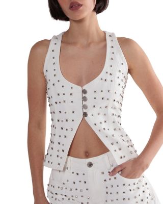 Women's Studded Denim Corset Top