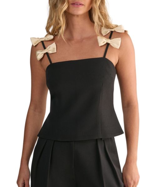 Женский топ Nasty Gal Contrast Bow Tailored, цвет: Чёрный