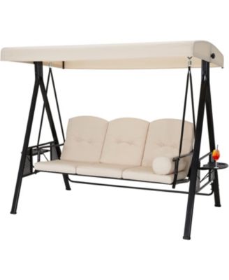 3-Seat Porch Swings with Adjustable Canopy